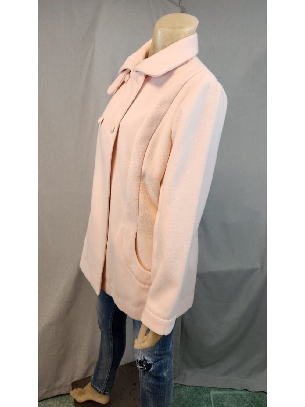 Chicos Solid Pink Button Dressy Peacoat Jacket Coat Womens Size 2 LARGE US 12 - Picture 4 of 7